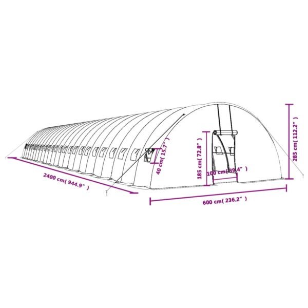 Tunel ogrodowy profesjonalny do upraw, biały, 144 m², 24x6x2,85 m - obrazek 12