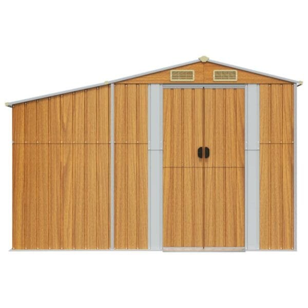 Domek ogrodowy – stalowy, faktura drewna (drewnopodobny), 277x279x179 cm - obrazek 4