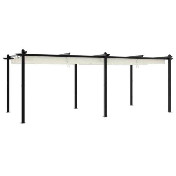 Altana ogrodowa ze zwijanym dachem, kremowa, 3x6 m, aluminium - obrazek 2