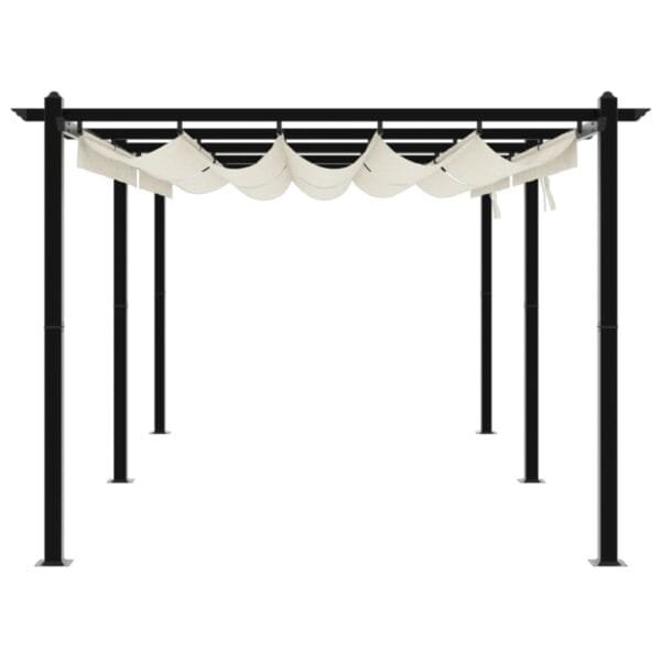 Altana ogrodowa ze zwijanym dachem, kremowa, 3x6 m, aluminium - obrazek 5