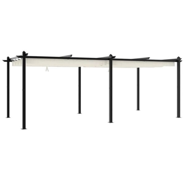 Altana ogrodowa ze zwijanym dachem, kremowa, 3x6 m, aluminium - obrazek 6