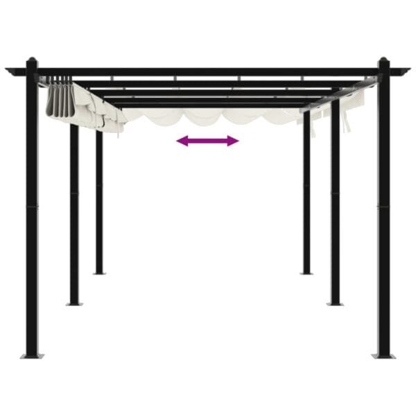 Altana ogrodowa ze zwijanym dachem, kremowa, 3x6 m, aluminium - obrazek 7