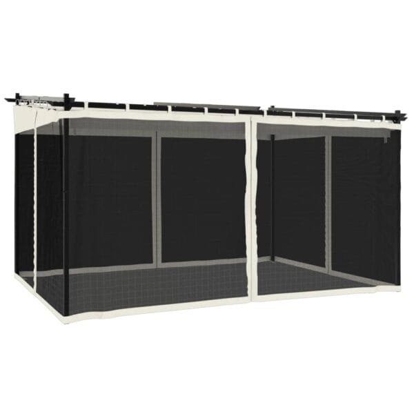 Altanka ze ścianami z siatki, kremowa, 4x3 m, stal - obrazek 2