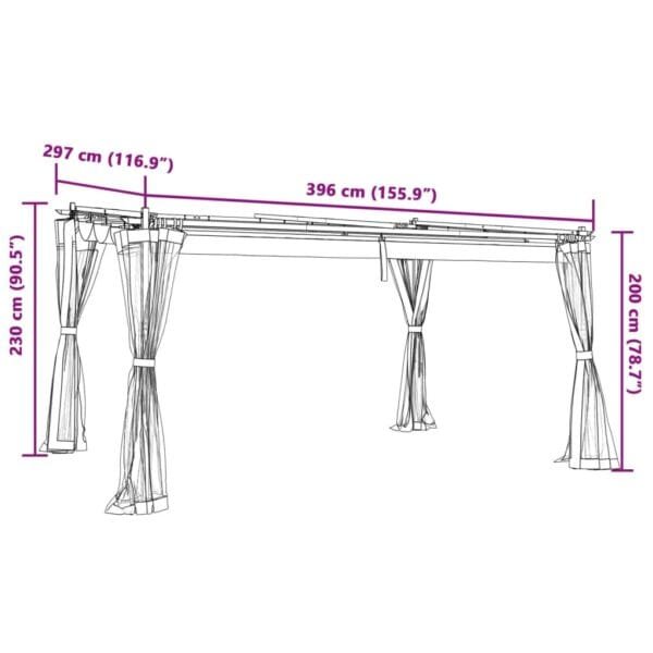 Altanka ze ścianami z siatki, kremowa, 4x3 m, stal - obrazek 9