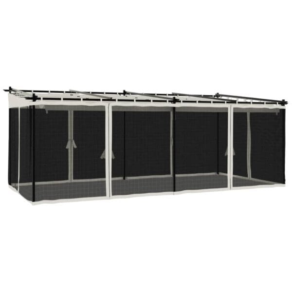 Altanka ze ścianami z siatki, kremowa, 6x3 m, stal - obrazek 2