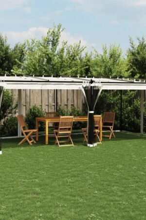 Altanka ze ścianami z siatki, kremowa, 6x3 m, stal