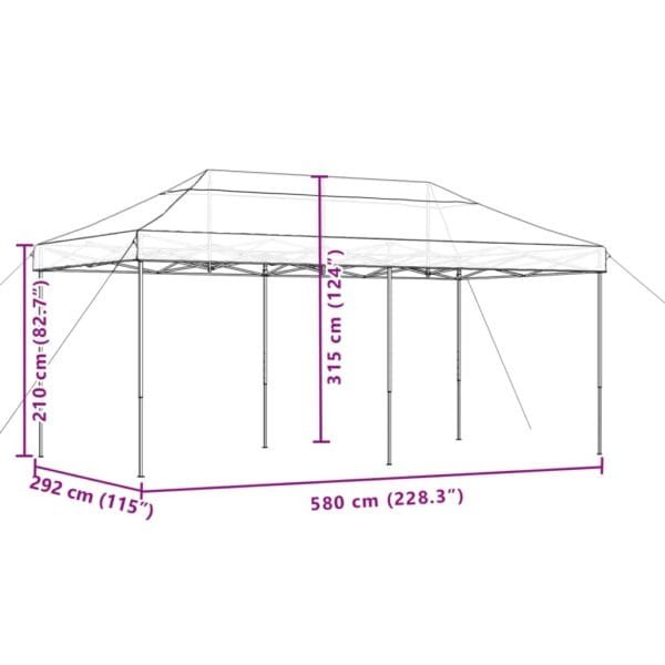 Składany namiot imprezowy typu pop-up, brązowy, 580x292x315 cm - obrazek 9