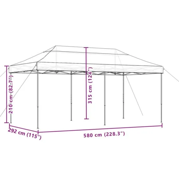 Składany namiot imprezowy typu pop-up, czarny, 580x292x315 cm - obrazek 9