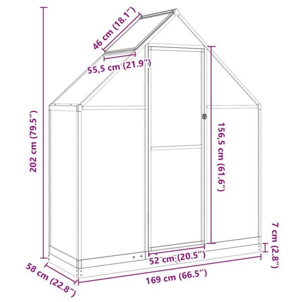 Nowoczesna szklarnia aluminiowa antracytowa 169x58x202 cm - obrazek 10