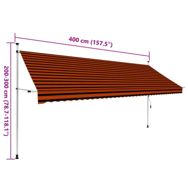 Ręcznie zwijana markiza, 400 cm, pomarańczowo-brązowa - obrazek 7