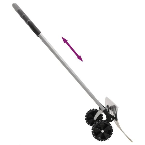 Pług do śniegu z wydłużaną rączką, srebrny, 61 cm, stal - obrazek 5