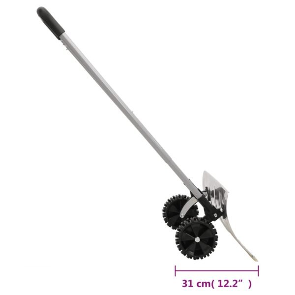 Pług do śniegu z wydłużaną rączką, srebrny, 61 cm, stal - obrazek 8