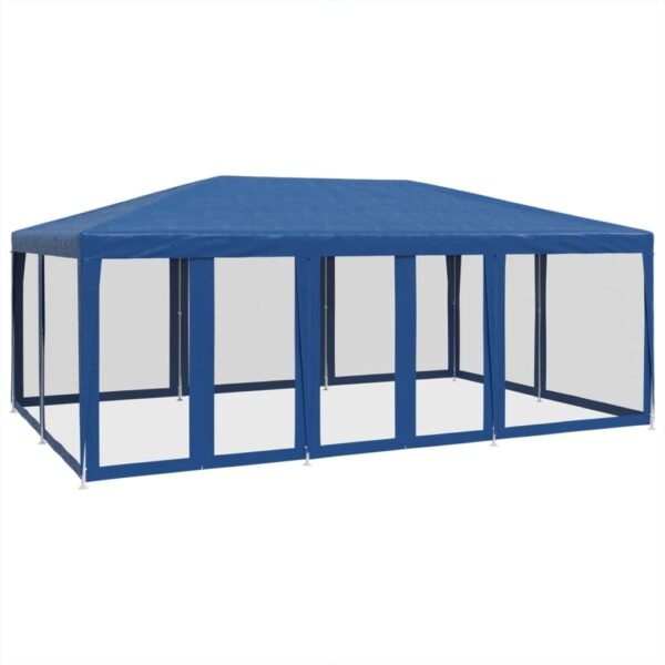 Namiot imprezowy z 10 ścianami z siatki, niebieski, 6x4 m, HDPE - obrazek 2