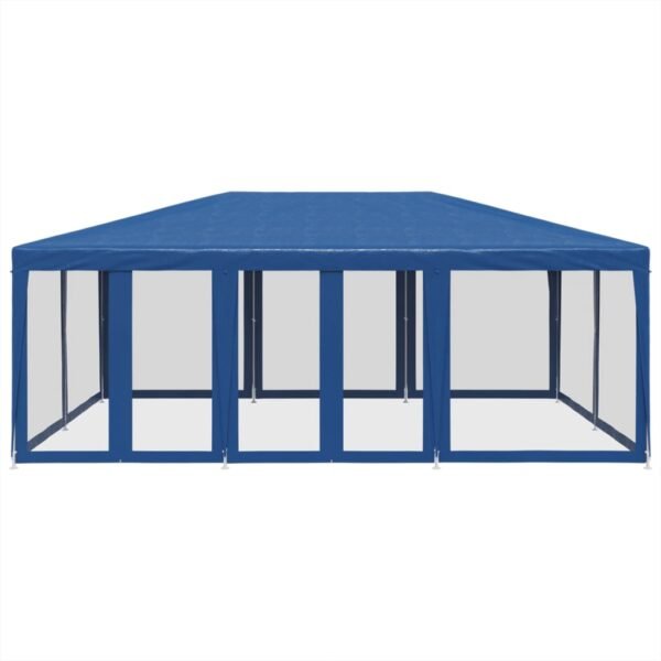Namiot imprezowy z 10 ścianami z siatki, niebieski, 6x4 m, HDPE - obrazek 3