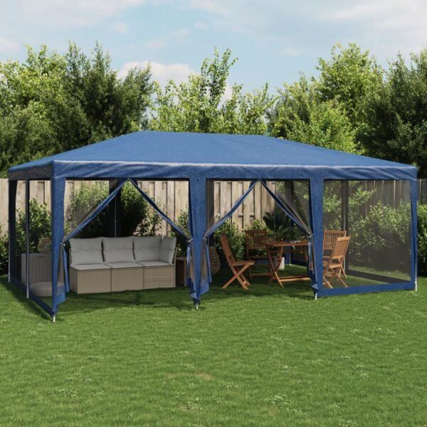 Namiot imprezowy z 10 ścianami z siatki, niebieski, 6x4 m, HDPE