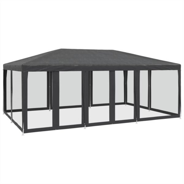 Namiot imprezowy z 10 ścianami z siatki, antracyt, 6x4 m, HDPE - obrazek 2