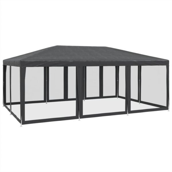 Namiot imprezowy z 10 ścianami z siatki, antracyt, 6x4 m, HDPE - obrazek 5