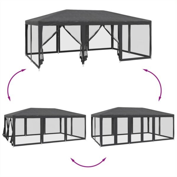 Namiot imprezowy z 10 ścianami z siatki, antracyt, 6x4 m, HDPE - obrazek 6