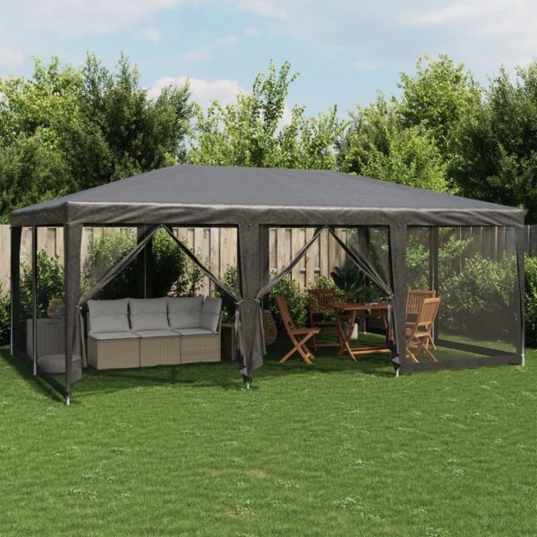 Namiot imprezowy z 10 ścianami z siatki, antracyt, 6x4 m, HDPE