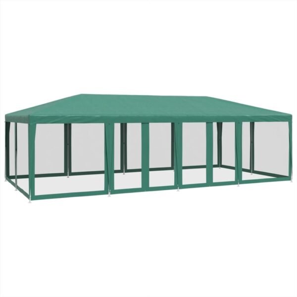 Namiot imprezowy z 12 ścianami z siatki, zielony, 8x4 m, HDPE - obrazek 2