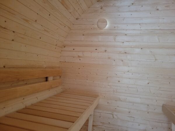 Sauna Ogrodowa BECZKA 240 z tarasem, drewno, drzwi szklane – kpl. - obrazek 16