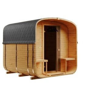 Sauna Ogrodowa QUADRO 240S z tarasem i dwupoziomowymi ławkami – kpl.